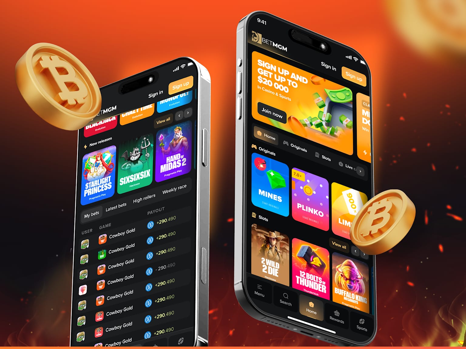 Acorn Casino mobile app interface